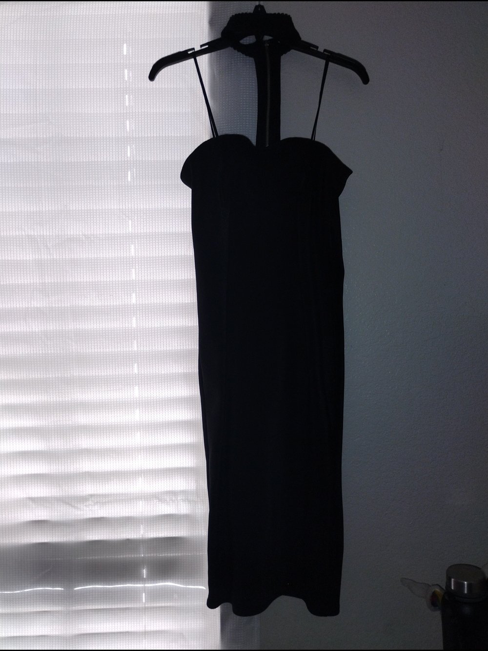 Topshop Black Strapless Midi Dress with Spaghetti Straps